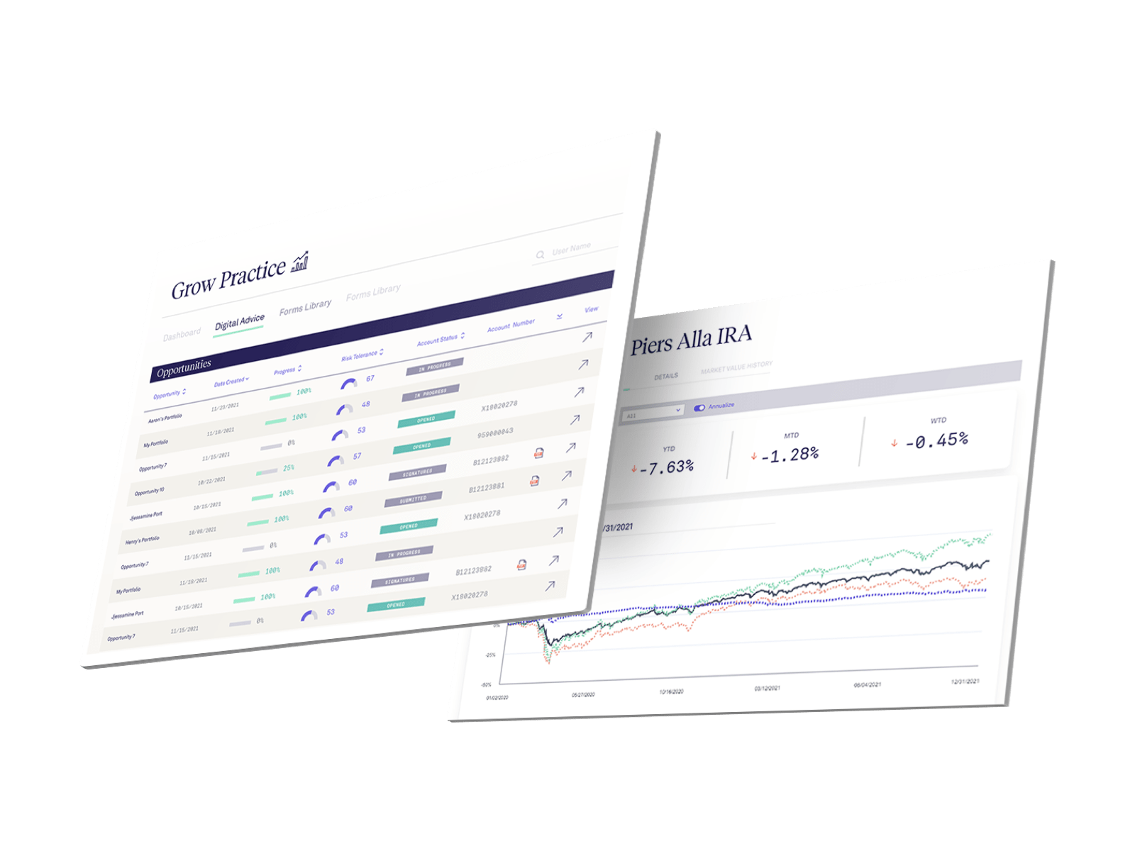 mockup of AdvisorEngine wealth platform software